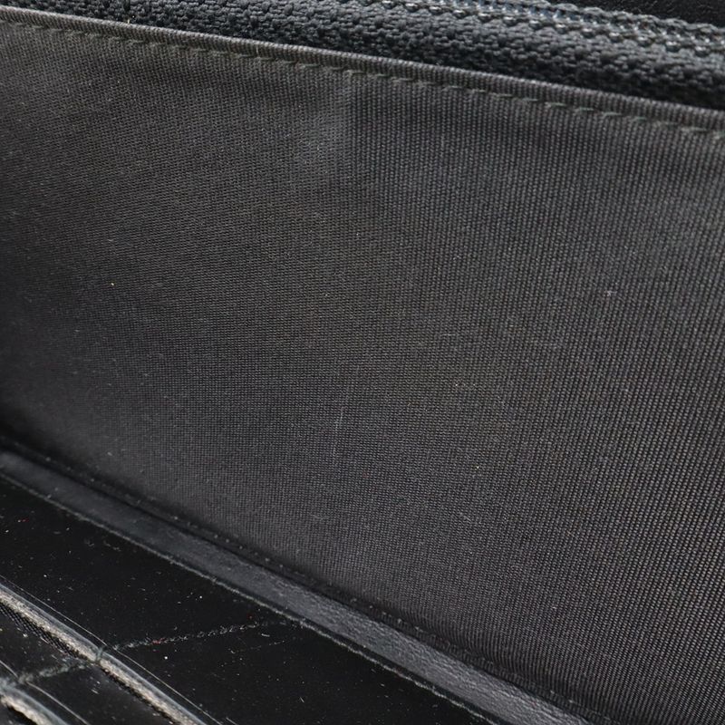 Chanel Deauville Line Round Zipper Long Wallet Tweed Canvas Leather Gray Black