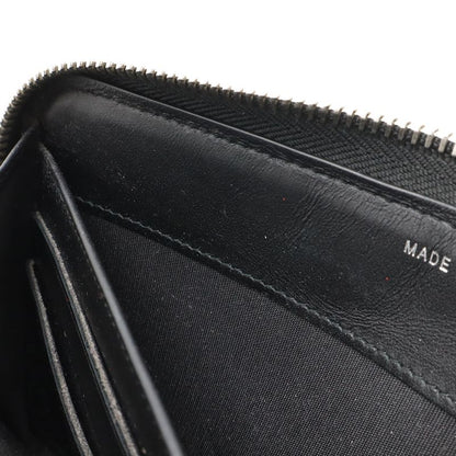 Chanel Deauville Line Round Zipper Long Wallet Tweed Canvas Leather Gray Black