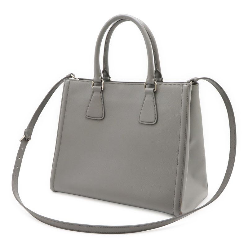 Prada Galleria Handbag 2-Way Shoulder Bag Bicolor Leather Saffiano Gray Bn2438