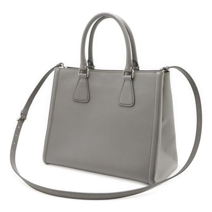 Prada Galleria Handbag 2-Way Shoulder Bag Bicolor Leather Saffiano Gray Bn2438