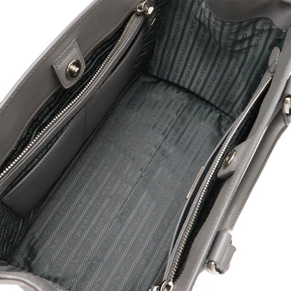 Prada Galleria Handbag 2-Way Shoulder Bag Bicolor Leather Saffiano Gray Bn2438