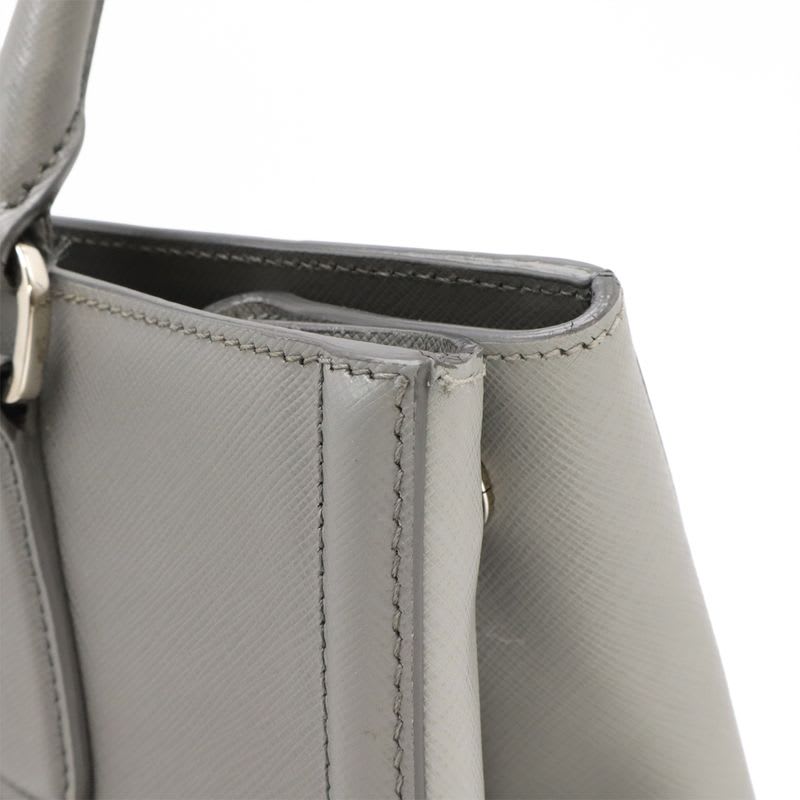 Prada Galleria Handbag 2-Way Shoulder Bag Bicolor Leather Saffiano Gray Bn2438