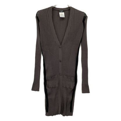 Chanel P40753k03011 Brown Coco Mark Rib Knit Long Cardigan 38
