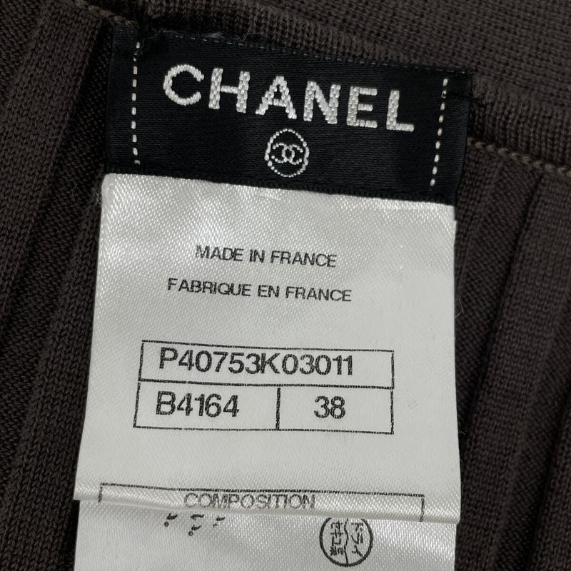 Chanel P40753k03011 Brown Coco Mark Rib Knit Long Cardigan 38