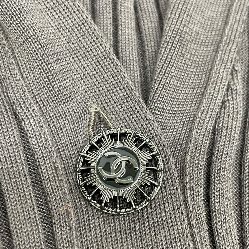 Chanel P40753k03011 Brown Coco Mark Rib Knit Long Cardigan 38