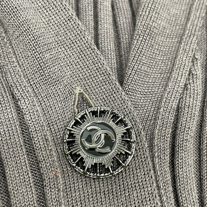 Chanel P40753k03011 Brown Coco Mark Rib Knit Long Cardigan 38