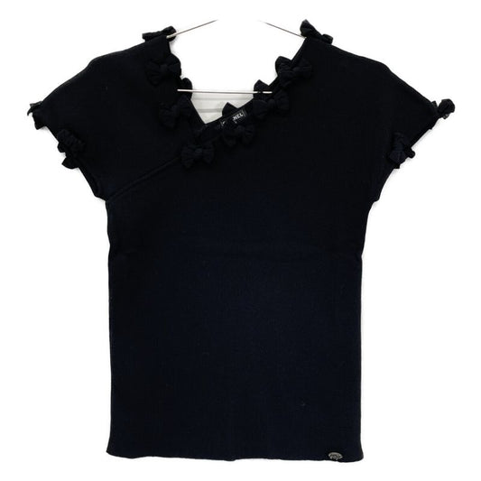 Chanel 09P Black Ribbon Assemblage Neck French Sleeve Knit 40