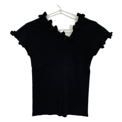 Chanel 09P Black Ribbon Assemblage Neck French Sleeve Knit 40