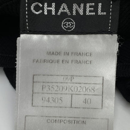 Chanel 09P Black Ribbon Assemblage Neck French Sleeve Knit 40