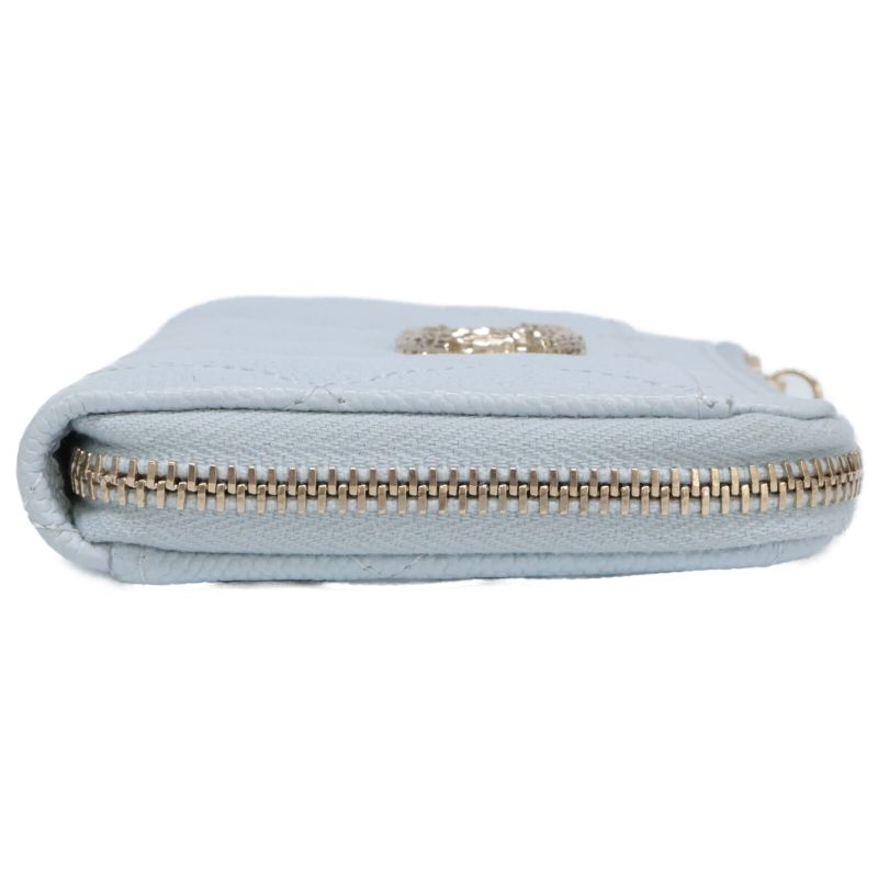 Chanel Ap4257 Caviar Skin Coco Mark Zip Wallet Fragment Case Card Case