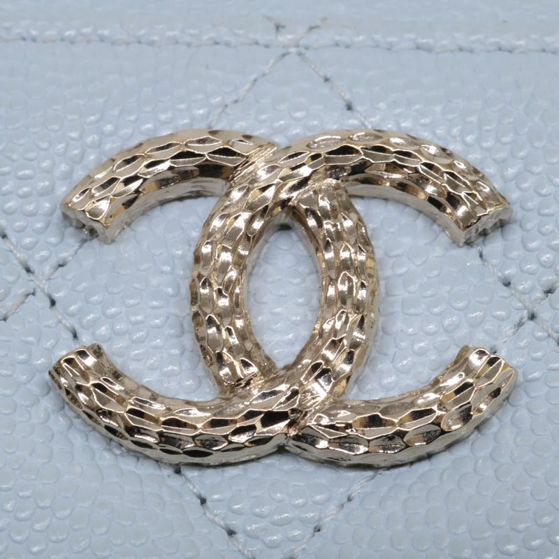 Chanel Ap4257 Caviar Skin Coco Mark Zip Wallet Fragment Case Card Case