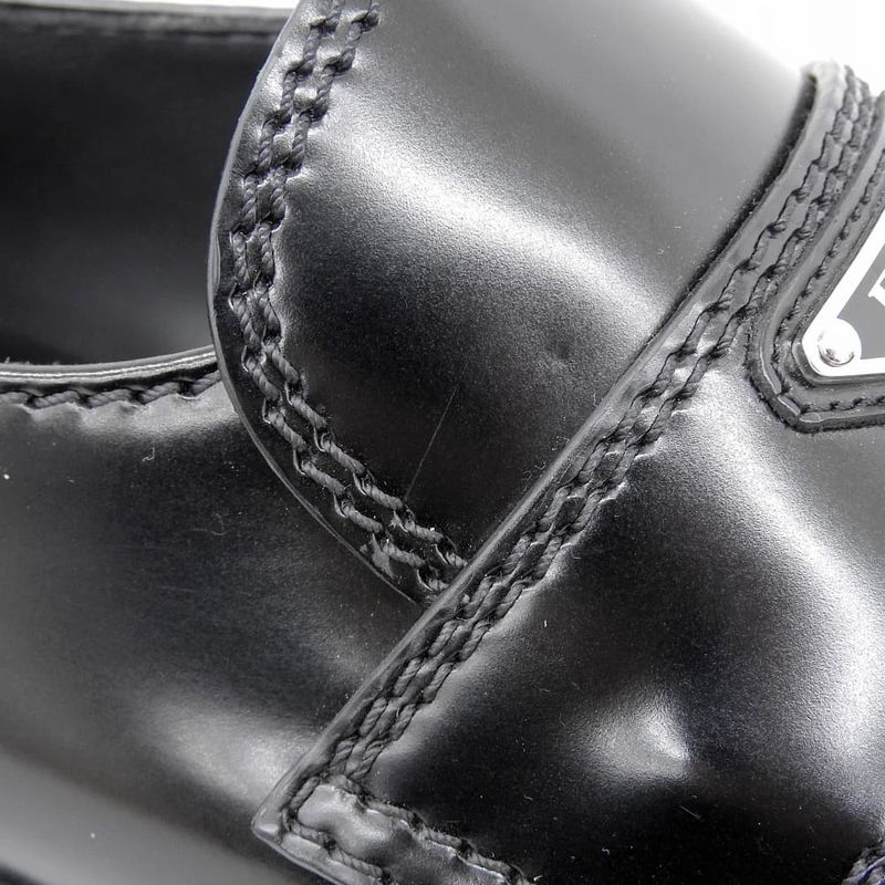 Prada Brushed Leather Triangle Loafers Shoes Men's Black 6 1 2 2de127 6.5