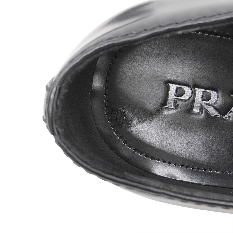 Prada Brushed Leather Triangle Loafers Shoes Men's Black 6 1 2 2de127 6.5