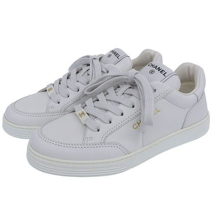 Chanel Unused Coco Mark Embossed Logo Leather Low Cut Sneakers Shoes Women's