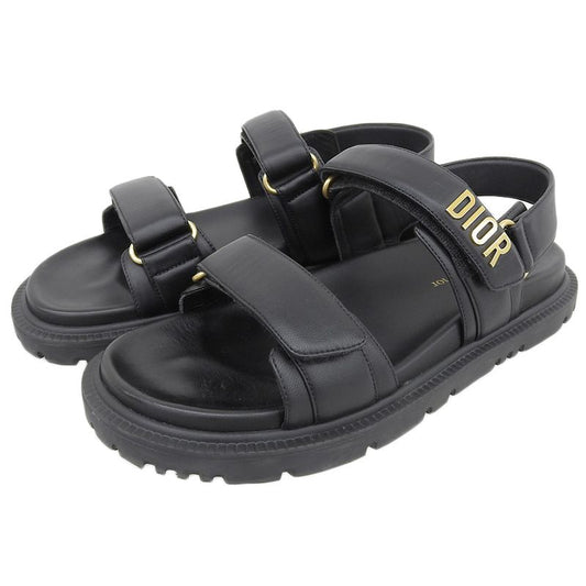 DIOR Act Lambskin Metal Logo Back Strap Sandals Men's Black X Gold 39 Kcq547lab