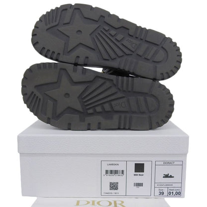 DIOR Act Lambskin Metal Logo Back Strap Sandals Men's Black X Gold 39 Kcq547lab