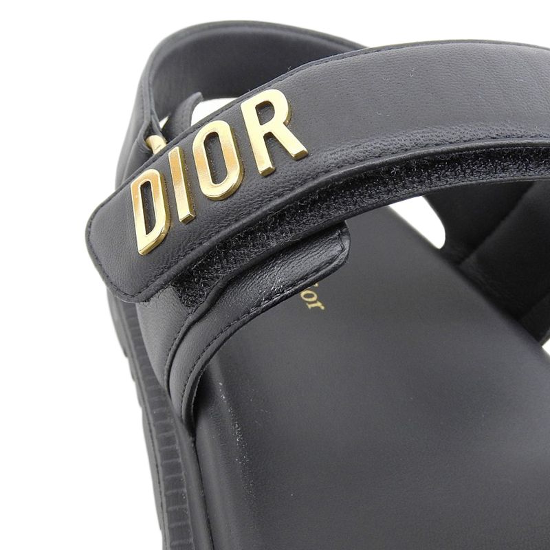 DIOR Act Lambskin Metal Logo Back Strap Sandals Men's Black X Gold 39 Kcq547lab