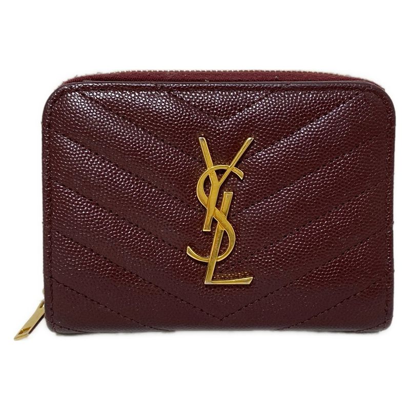 Saint Laurent Paris Bifold Wallet Monogram Compact Zip Wallet 403723 Bordeaux