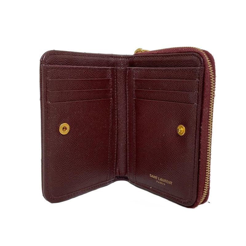 Saint Laurent Paris Bifold Wallet Monogram Compact Zip Wallet 403723 Bordeaux