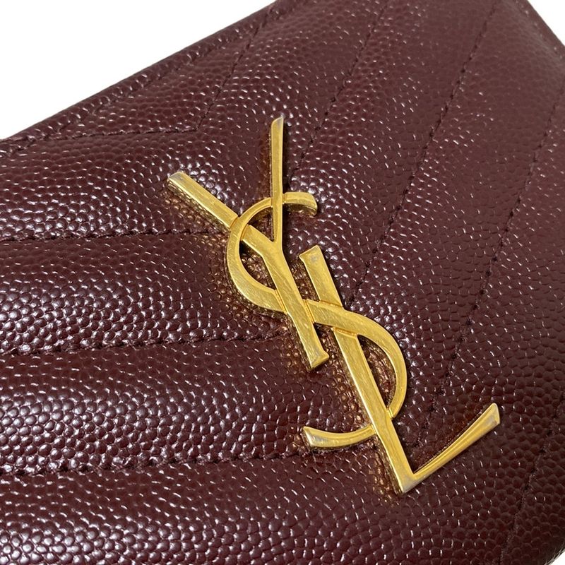 Saint Laurent Paris Bifold Wallet Monogram Compact Zip Wallet 403723 Bordeaux