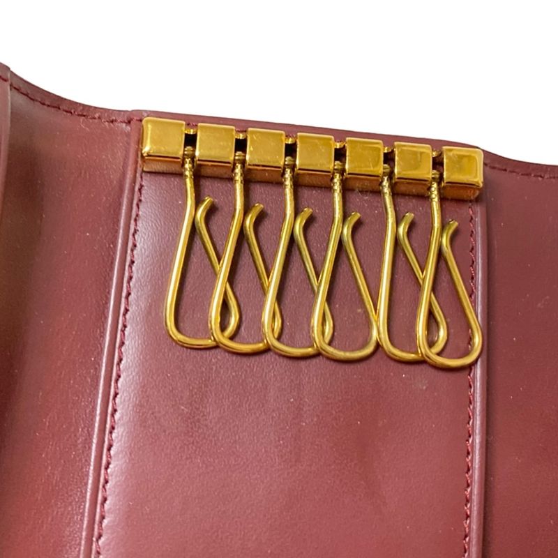 Cartier Key Case Mastline Bordeaux X Gold 6 Hooks Leather