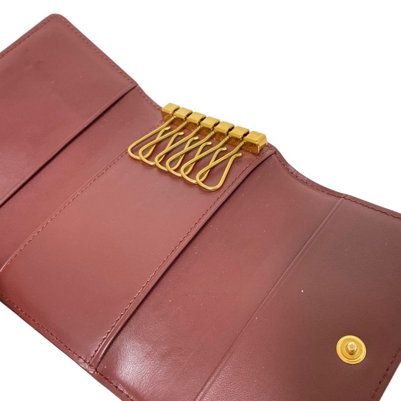 Cartier Key Case Mastline Bordeaux X Gold 6 Hooks Leather