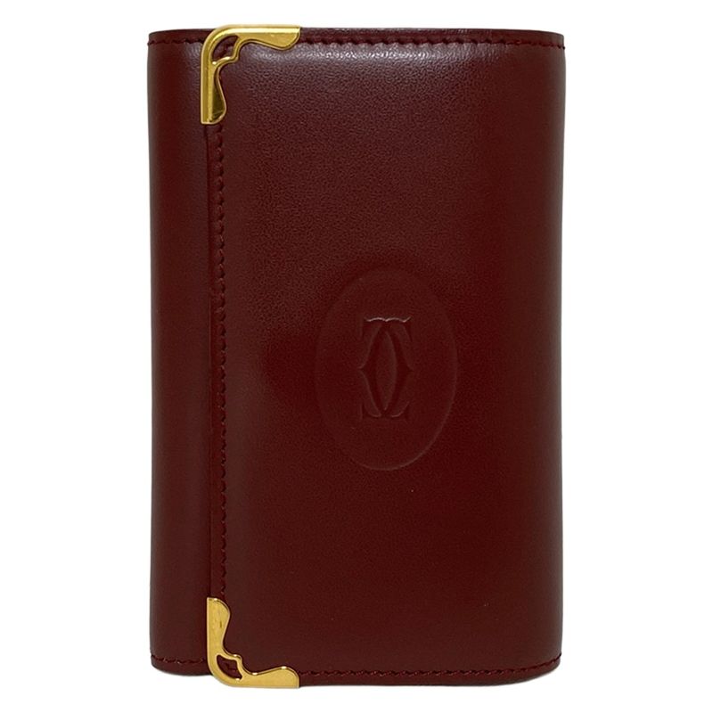 Cartier Key Case Mastline Bordeaux X Gold 6 Hooks Leather