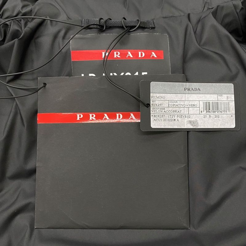 Prada Down Jacket Logo Cut Replacement Sgx257 S202 1T2Y S Size Polyamide Blue -