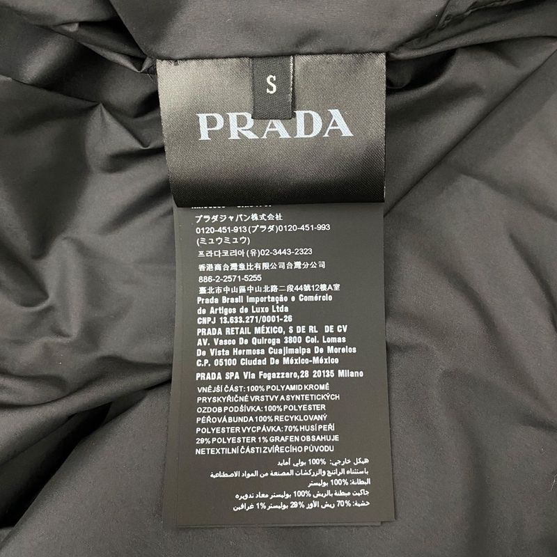 Prada Down Jacket Logo Cut Replacement Sgx257 S202 1T2Y S Size Polyamide Blue -
