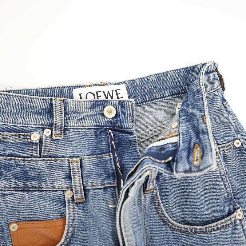 Loewe 23 SS Trompe Loeil Jeans Denim Pants S359 Y11 X77 Indigo 34