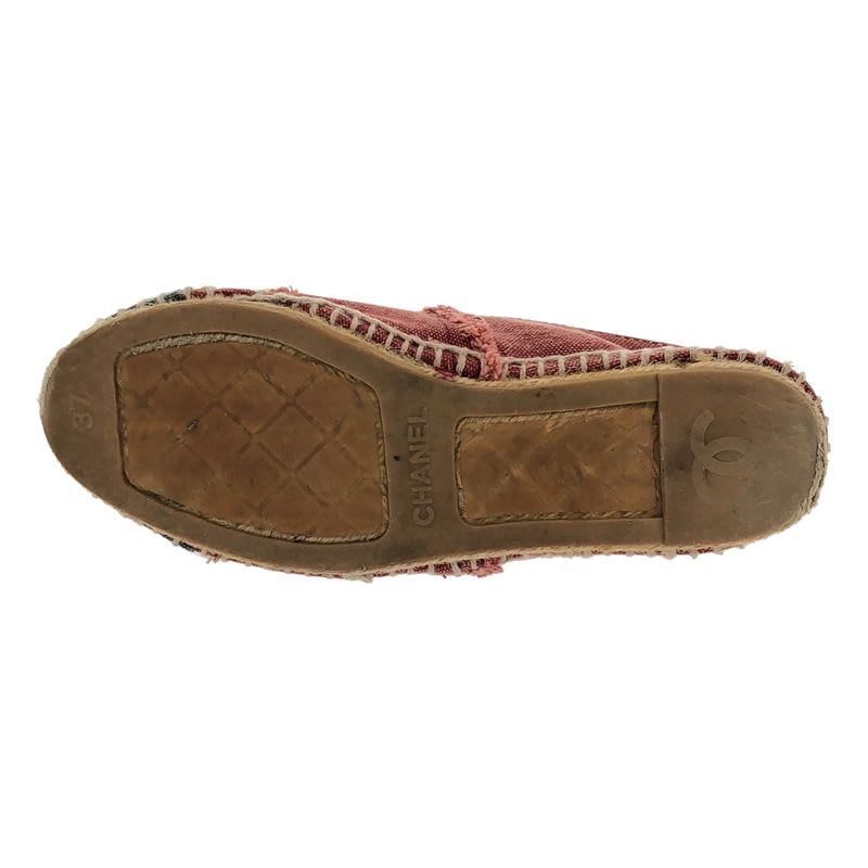 Chanel Cocomark Espadrille Canvas Slip-on Red 37