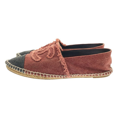 Chanel Cocomark Espadrille Canvas Slip-on Red 37