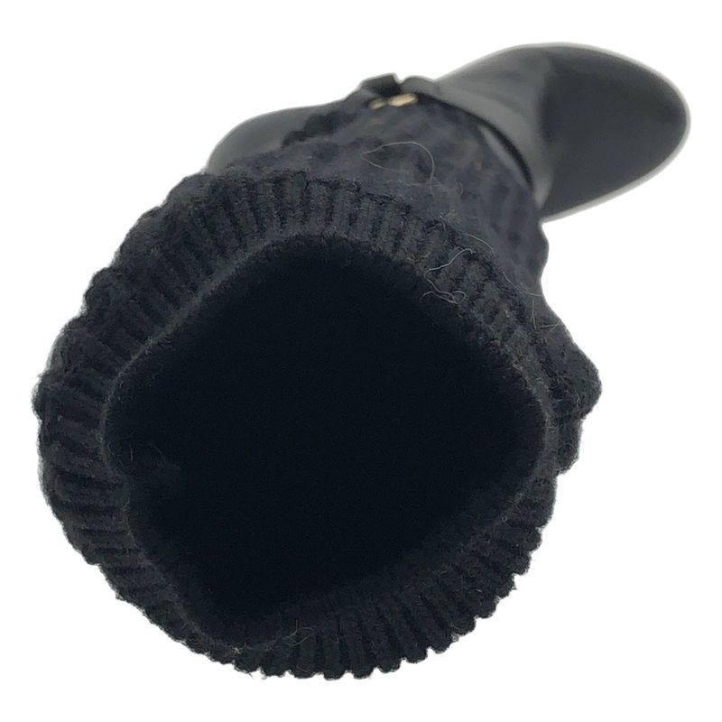 Gucci Knit Socks Heel Ring Boots Black 36