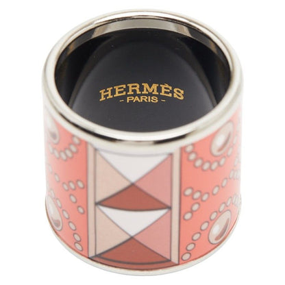 Hermes Enamel Collier de Chien Motif Silver Orange Metal Ladies