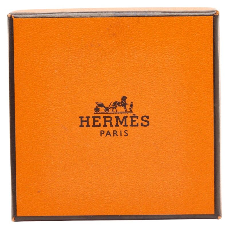 Hermes Enamel Collier de Chien Motif Silver Orange Metal Ladies