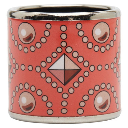 Hermes Enamel Collier de Chien Motif Silver Orange Metal Ladies