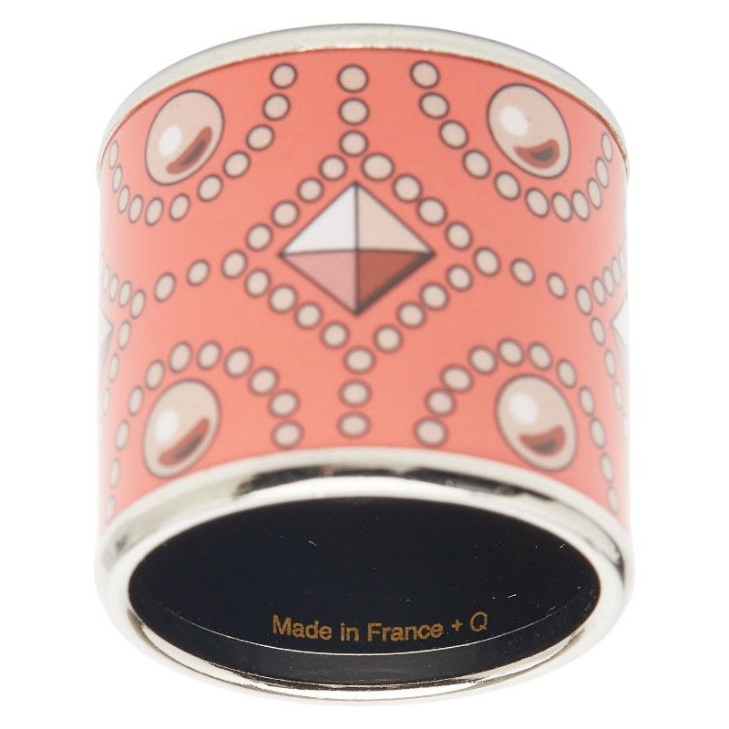 Hermes Enamel Collier de Chien Motif Silver Orange Metal Ladies