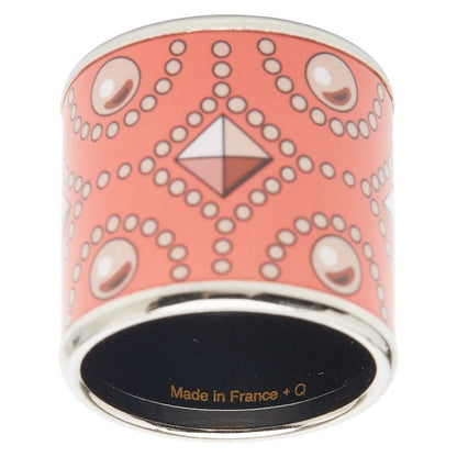 Hermes Enamel Collier de Chien Motif Silver Orange Metal Ladies