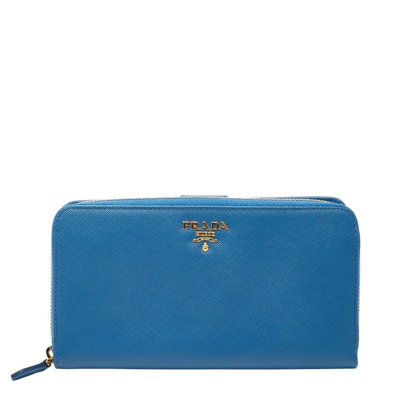 Prada Logo 1m1348 Blue Saffiano Leather Women's Prada