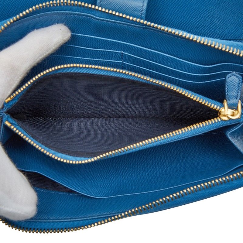 Prada Logo 1m1348 Blue Saffiano Leather Women's Prada