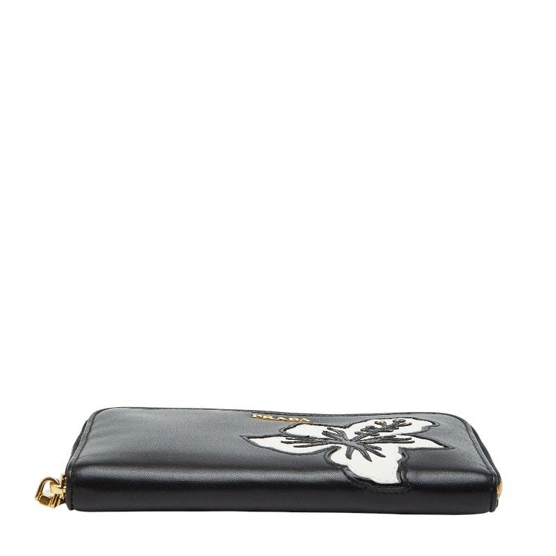 Prada Flower Hula Haw Aii Black Leather Women's Prada
