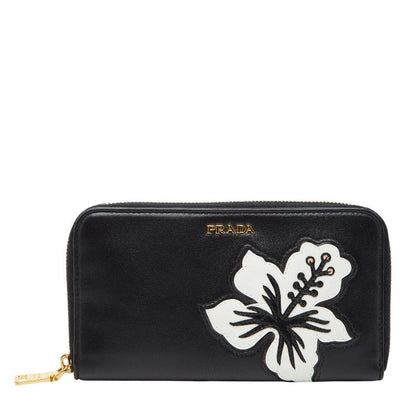 Prada Flower Hula Haw Aii Black Leather Women's Prada