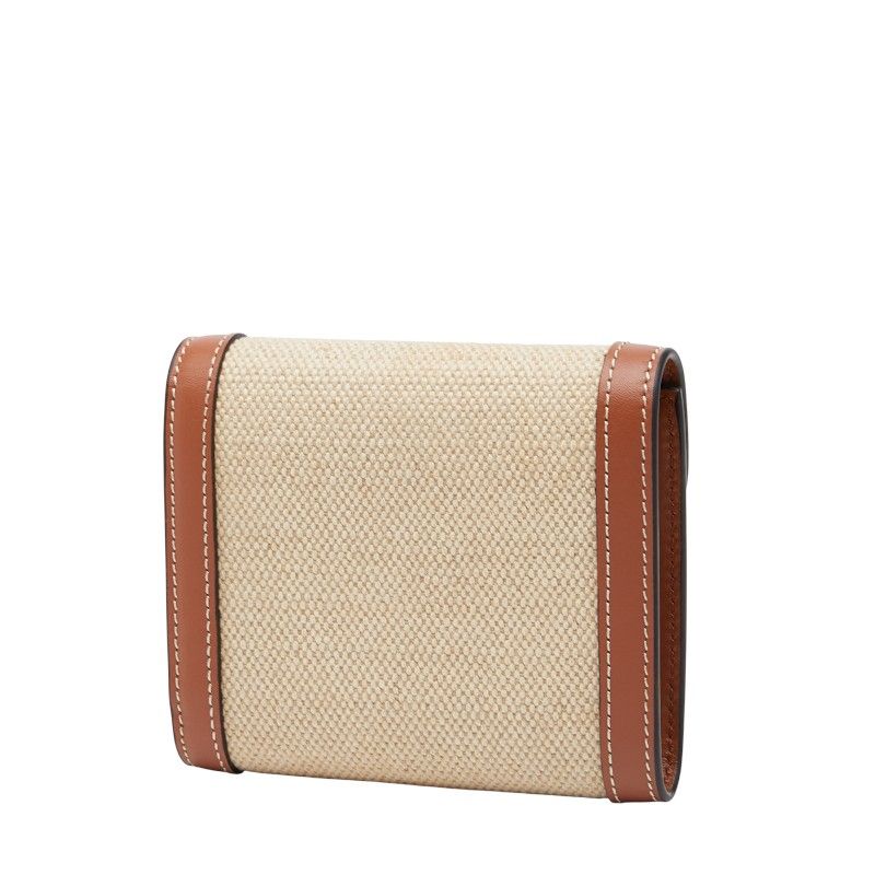 Celine Triomphe Beige Brown Canvas Leather Women's Celine