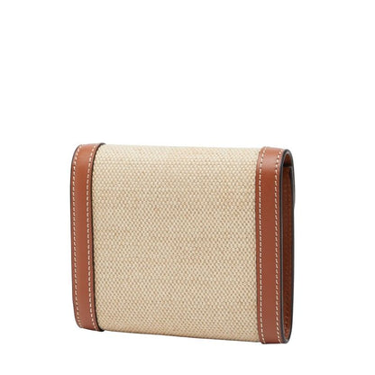 Celine Triomphe Beige Brown Canvas Leather Women's Celine