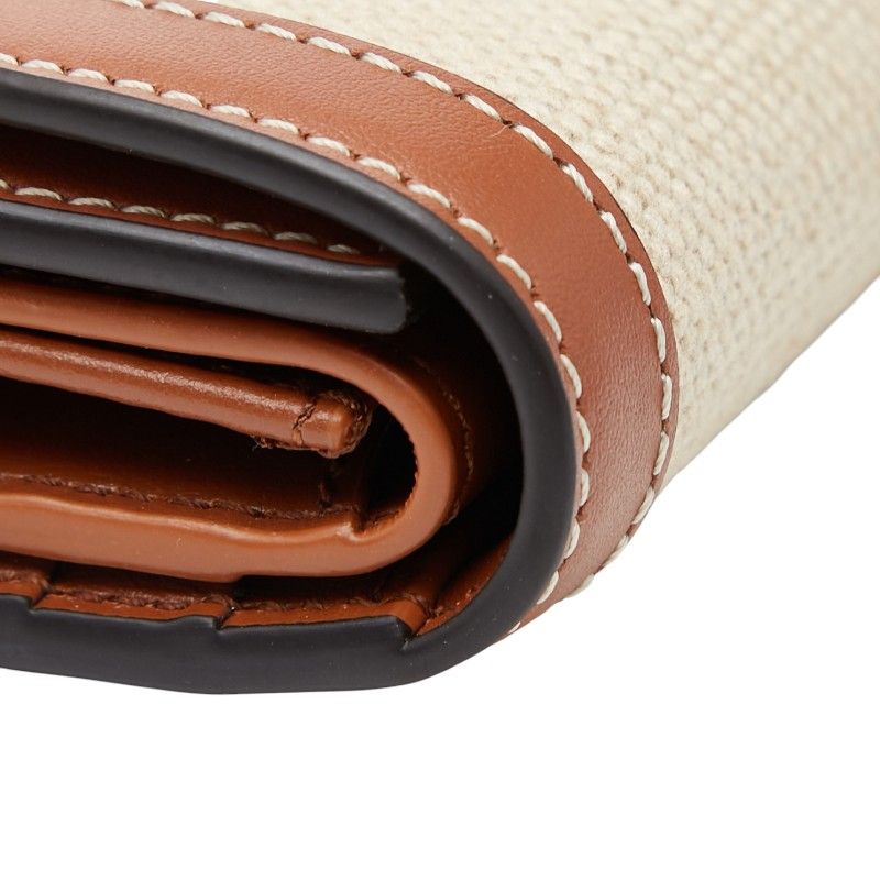 Celine Triomphe Beige Brown Canvas Leather Women's Celine