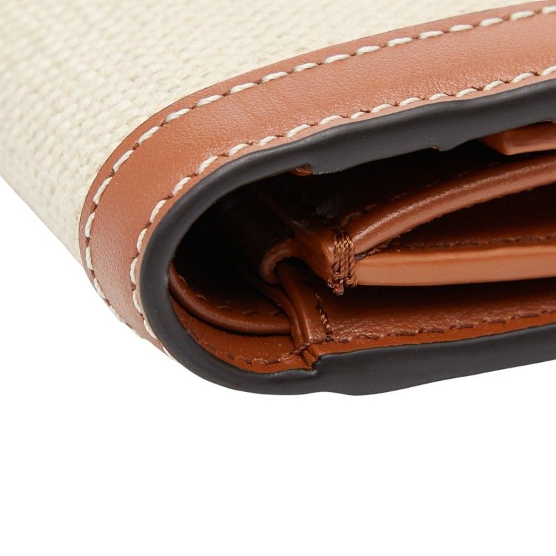 Celine Triomphe Beige Brown Canvas Leather Women's Celine