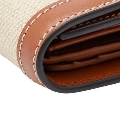 Celine Triomphe Beige Brown Canvas Leather Women's Celine