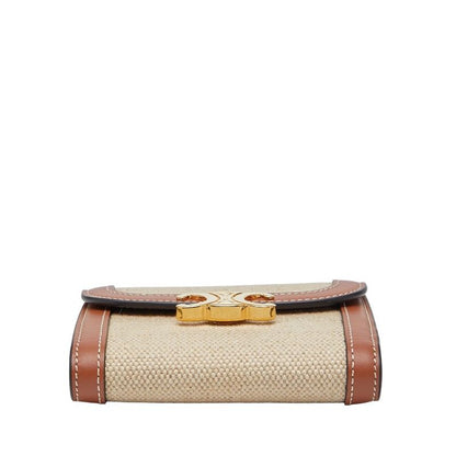 Celine Triomphe Beige Brown Canvas Leather Women's Celine