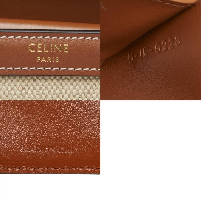 Celine Triomphe Beige Brown Canvas Leather Women's Celine