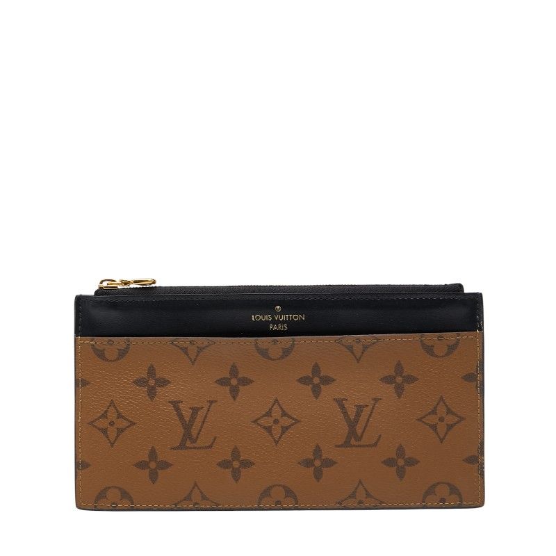 Louis Vuitton Monogram Reverse Slim Purse M80390 Macaron Black PVC Leather